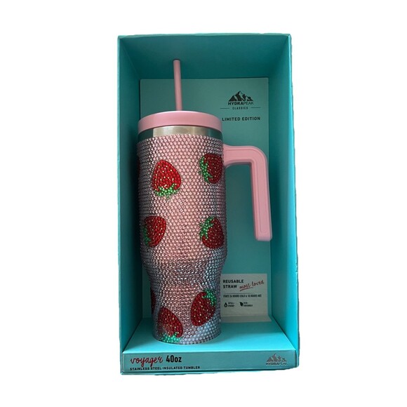 Hydrapeak Stainless Steel Strawberry Limited Edition Voyager 40oz Tumbler - Picture 1 of 1